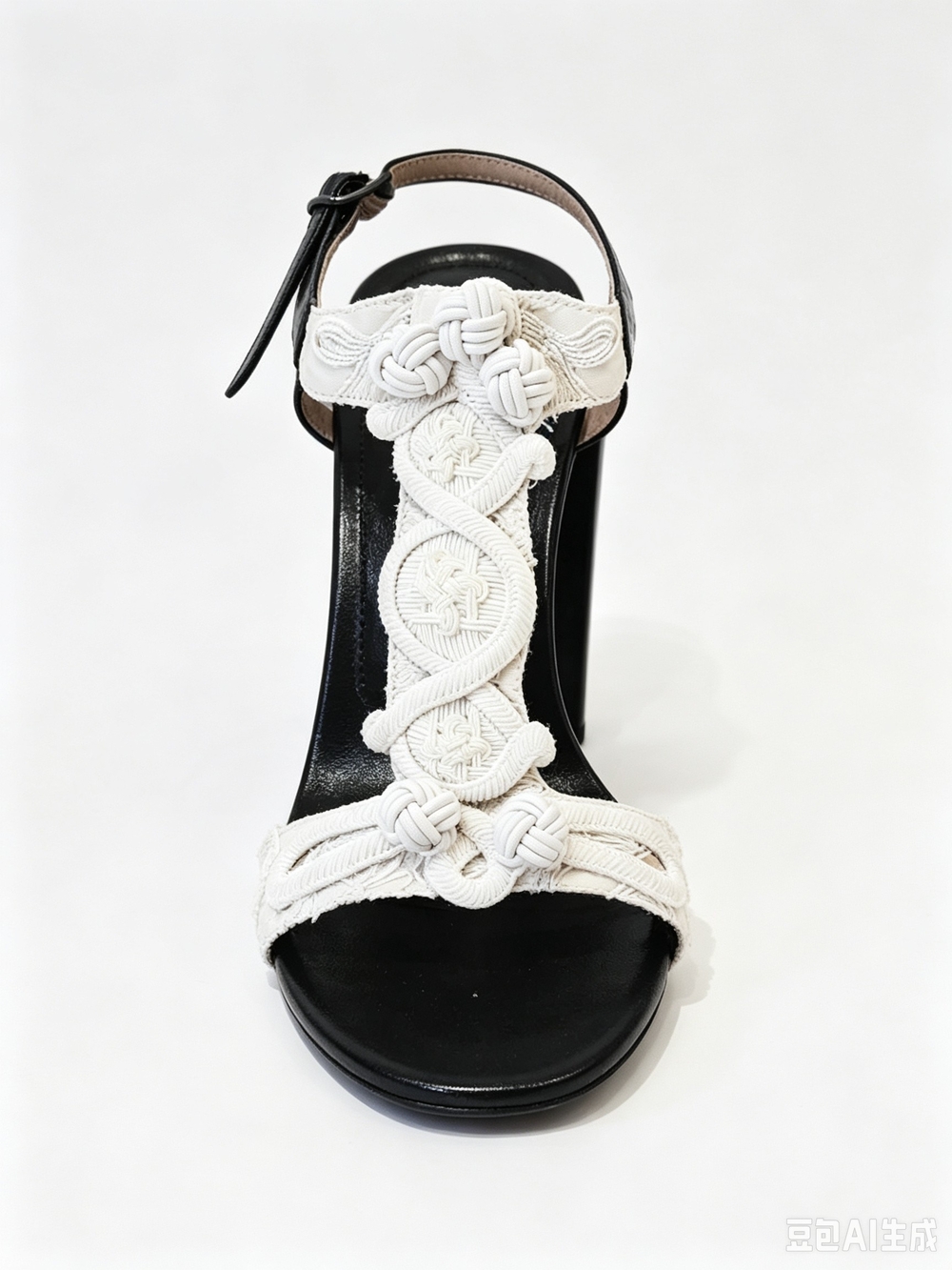 Dries Van Noten White Braided T-Strap High Heel Sandals - Picture 5 of 8